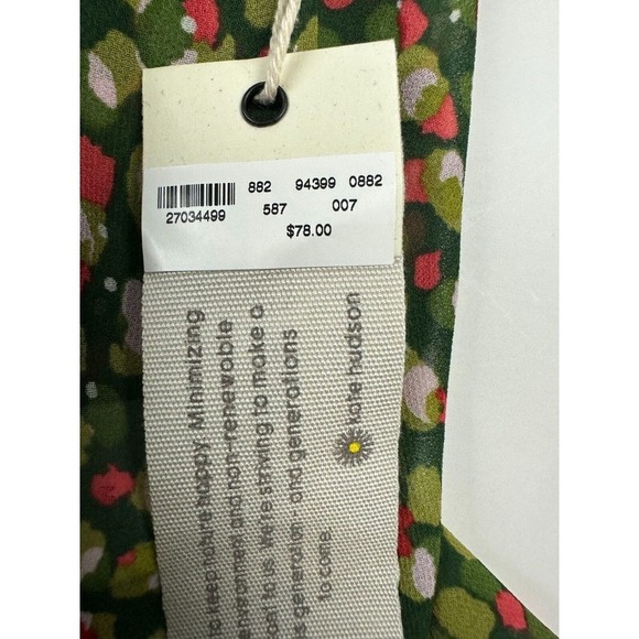 Happy X Nature Kate Hudson Women's Green Floral Peasant Top M New With Tags $78 - Picture 5 of 11